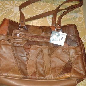 NWT vintage Jaclyn Smith genuine leather brown bag